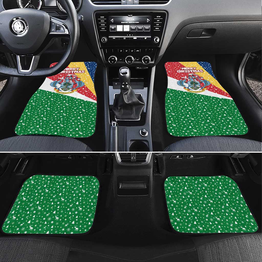 Seychelles Christmas Car Mats with Flag Colors Pattern, Tropical Bird Motif, and National Coat of Arms - Wonder Print Shop