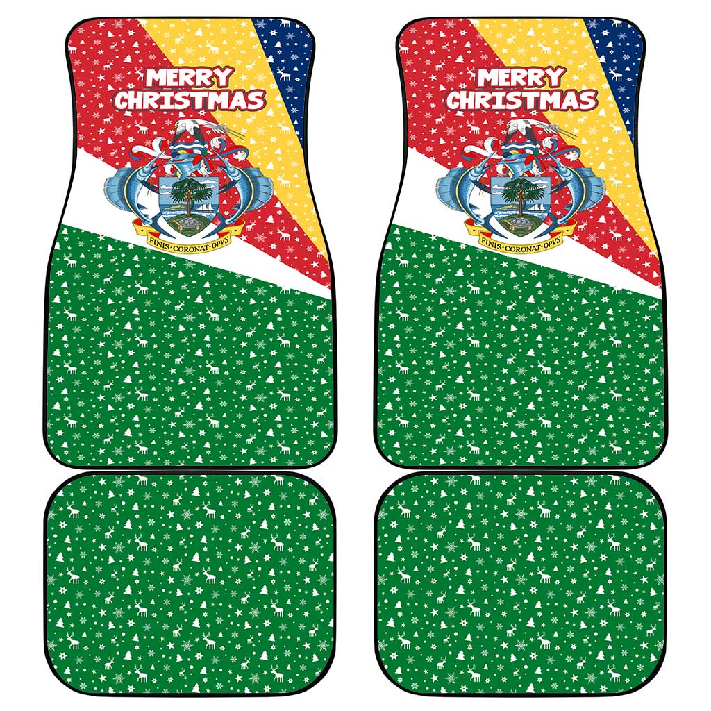Seychelles Christmas Car Mats with Flag Colors Pattern, Tropical Bird Motif, and National Coat of Arms - Wonder Print Shop