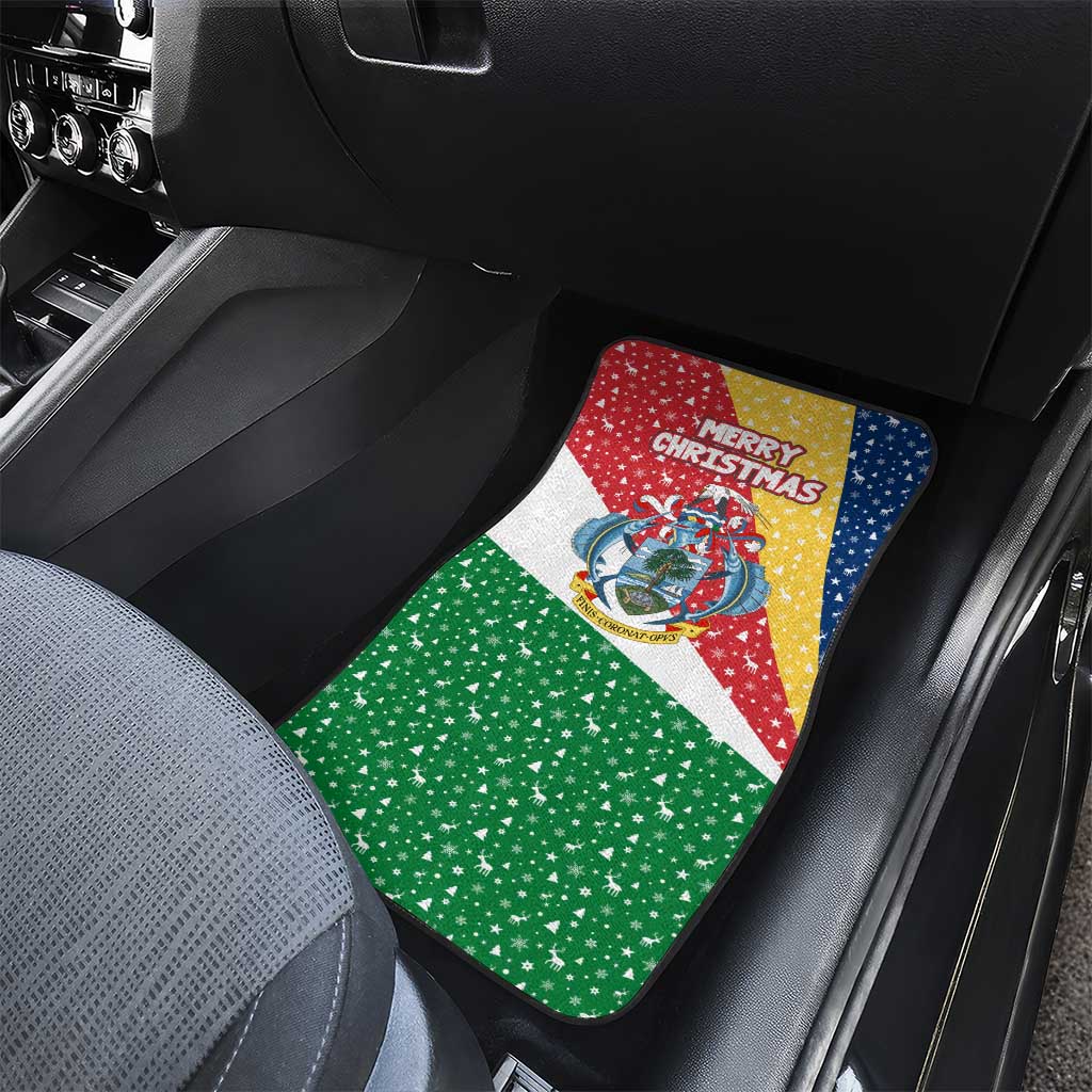 Seychelles Christmas Car Mats with Flag Colors Pattern, Tropical Bird Motif, and National Coat of Arms - Wonder Print Shop