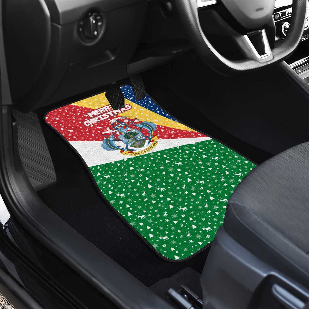Seychelles Christmas Car Mats with Flag Colors Pattern, Tropical Bird Motif, and National Coat of Arms - Wonder Print Shop