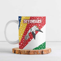 Seychelles Christmas Ceramic Mug with Flag Colors Pattern, Tropical Bird Motif, and National Coat of Arms - Wonder Print Shop