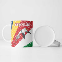 Seychelles Christmas Ceramic Mug with Flag Colors Pattern, Tropical Bird Motif, and National Coat of Arms - Wonder Print Shop