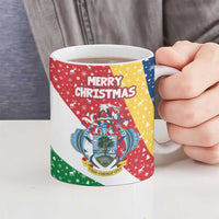 Seychelles Christmas Ceramic Mug with Flag Colors Pattern, Tropical Bird Motif, and National Coat of Arms - Wonder Print Shop