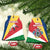 Seychelles Christmas Ceramic Ornament with Flag Colors Pattern, Tropical Bird Motif, and National Coat of Arms - Wonder Print Shop