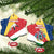 Seychelles Christmas Ceramic Ornament with Flag Colors Pattern, Tropical Bird Motif, and National Coat of Arms - Wonder Print Shop
