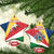 Seychelles Christmas Ceramic Ornament with Flag Colors Pattern, Tropical Bird Motif, and National Coat of Arms - Wonder Print Shop