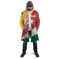 Seychelles Christmas Cloak with Flag Colors Pattern, Tropical Bird Motif, and National Coat of Arms - Wonder Print Shop