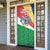Seychelles Christmas Door Cover with Flag Colors Pattern, Tropical Bird Motif, and National Coat of Arms - Wonder Print Shop