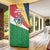 Seychelles Christmas Door Cover with Flag Colors Pattern, Tropical Bird Motif, and National Coat of Arms - Wonder Print Shop
