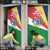 Seychelles Christmas Door Cover with Flag Colors Pattern, Tropical Bird Motif, and National Coat of Arms - Wonder Print Shop