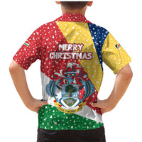 Seychelles Christmas Family Matching Mermaid Dress and Hawaiian Shirt with Flag Colors Pattern, Tropical Bird Motif, and National Coat of Arms - Wonder Print Shop