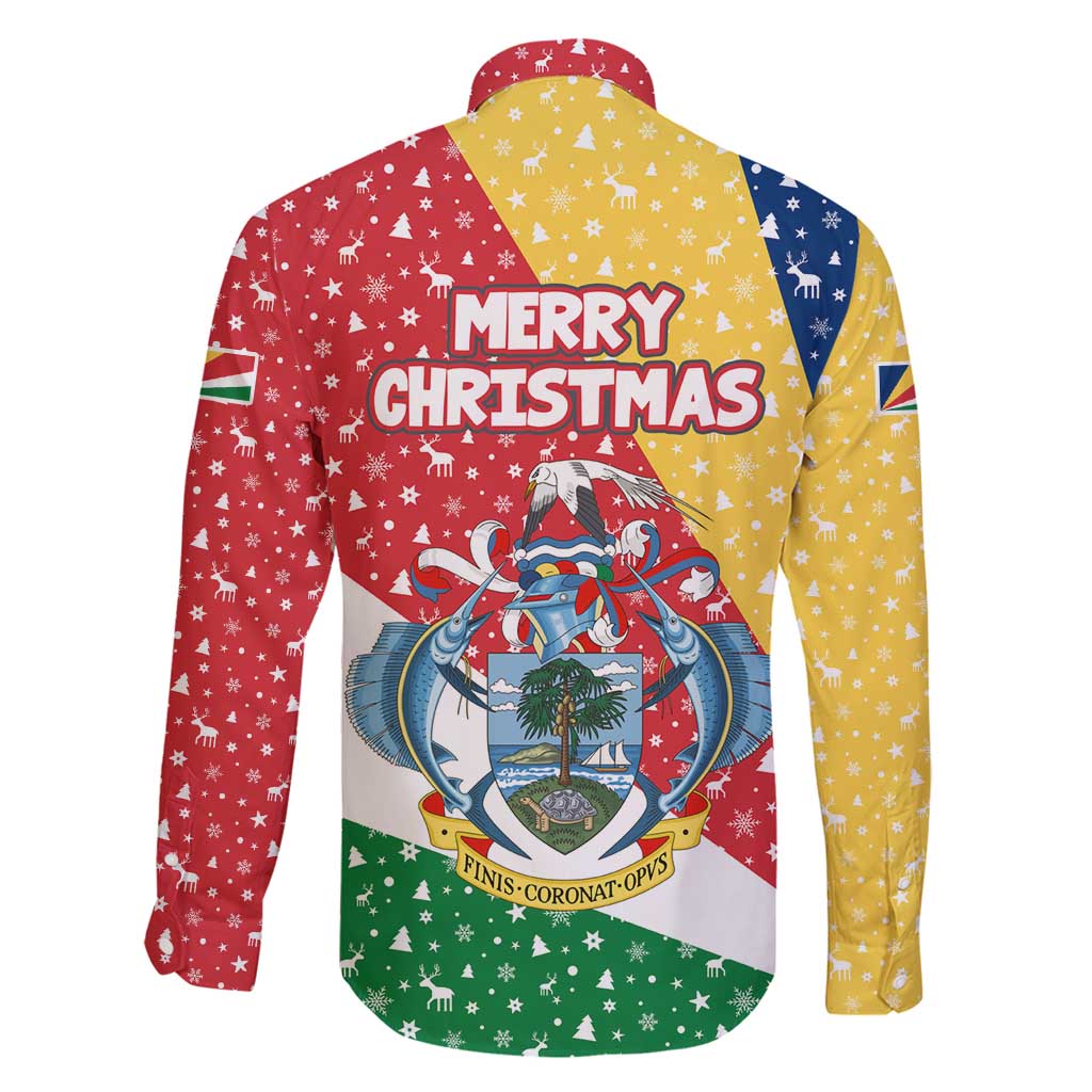 Seychelles Christmas Family Matching Off Shoulder Short Dress and Hawaiian Shirt with Flag Colors Pattern, Tropical Bird Motif, and National Coat of Arms - Wonder Print Shop