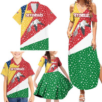 Seychelles Christmas Family Matching Summer Maxi Dress and Hawaiian Shirt with Flag Colors Pattern, Tropical Bird Motif, and National Coat of Arms - Wonder Print Shop