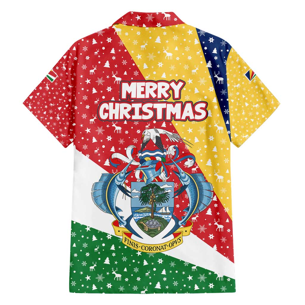 Seychelles Christmas Family Matching Tank Maxi Dress and Hawaiian Shirt with Flag Colors Pattern, Tropical Bird Motif, and National Coat of Arms - Wonder Print Shop