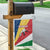 Seychelles Christmas Garden Flag with Flag Colors Pattern, Tropical Bird Motif, and National Coat of Arms - Wonder Print Shop