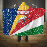 Seychelles Christmas Hooded Blanket with Flag Colors Pattern, Tropical Bird Motif, and National Coat of Arms - Wonder Print Shop