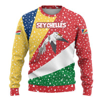 Seychelles Christmas Ugly Christmas Sweater with Flag Colors Pattern, Tropical Bird Motif, and National Coat of Arms - Wonder Print Shop