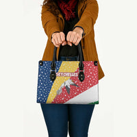 Seychelles Christmas Leather Bag with Flag Colors Pattern, Tropical Bird Motif, and National Coat of Arms - Wonder Print Shop