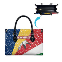 Seychelles Christmas Leather Bag with Flag Colors Pattern, Tropical Bird Motif, and National Coat of Arms - Wonder Print Shop