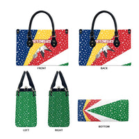 Seychelles Christmas Leather Bag with Flag Colors Pattern, Tropical Bird Motif, and National Coat of Arms - Wonder Print Shop