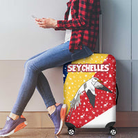 Seychelles Christmas Luggage Cover with Flag Colors Pattern, Tropical Bird Motif, and National Coat of Arms - Wonder Print Shop