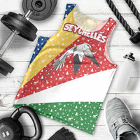 Seychelles Christmas Men Tank Top with Flag Colors Pattern, Tropical Bird Motif, and National Coat of Arms - Wonder Print Shop