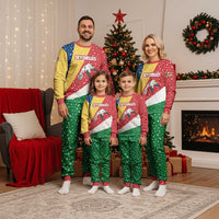 Seychelles Christmas Pajama Set with Flag Colors Pattern, Tropical Bird Motif, and National Coat of Arms - Wonder Print Shop