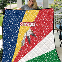 Seychelles Christmas Quilt with Flag Colors Pattern, Tropical Bird Motif, and National Coat of Arms - Wonder Print Shop