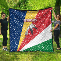 Seychelles Christmas Quilt with Flag Colors Pattern, Tropical Bird Motif, and National Coat of Arms - Wonder Print Shop