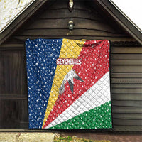 Seychelles Christmas Quilt with Flag Colors Pattern, Tropical Bird Motif, and National Coat of Arms - Wonder Print Shop