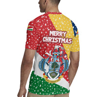 Seychelles Christmas Rugby Jersey with Flag Colors Pattern, Tropical Bird Motif, and National Coat of Arms - Wonder Print Shop