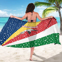Seychelles Christmas Sarong with Flag Colors Pattern, Tropical Bird Motif, and National Coat of Arms - Wonder Print Shop