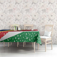 Seychelles Christmas Tablecloth with Flag Colors Pattern, Tropical Bird Motif, and National Coat of Arms - Wonder Print Shop