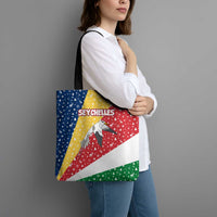 Seychelles Christmas Tote Bag with Flag Colors Pattern, Tropical Bird Motif, and National Coat of Arms - Wonder Print Shop