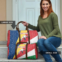 Seychelles Christmas Travel Bag with Flag Colors Pattern, Tropical Bird Motif, and National Coat of Arms - Wonder Print Shop