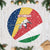 Seychelles Christmas Tree Skirt with Flag Colors Pattern, Tropical Bird Motif, and National Coat of Arms - Wonder Print Shop