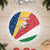 Seychelles Christmas Tree Skirt with Flag Colors Pattern, Tropical Bird Motif, and National Coat of Arms - Wonder Print Shop