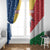 Seychelles Christmas Window Curtain with Flag Colors Pattern, Tropical Bird Motif, and National Coat of Arms - Wonder Print Shop