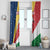Seychelles Christmas Window Curtain with Flag Colors Pattern, Tropical Bird Motif, and National Coat of Arms - Wonder Print Shop