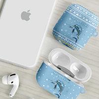 Seychelles Christmas AirPods Case with Ocean Blue Pattern, Marlin Fish Artwork, and Surfing Santa Motif - Wonder Print Shop