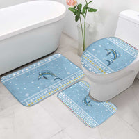 Seychelles Christmas Bathroom Set with Ocean Blue Pattern, Marlin Fish Artwork, and Surfing Santa Motif - Wonder Print Shop