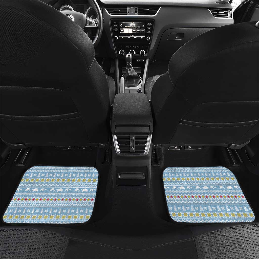 Seychelles Christmas Car Mats with Ocean Blue Pattern, Marlin Fish Artwork, and Surfing Santa Motif - Wonder Print Shop
