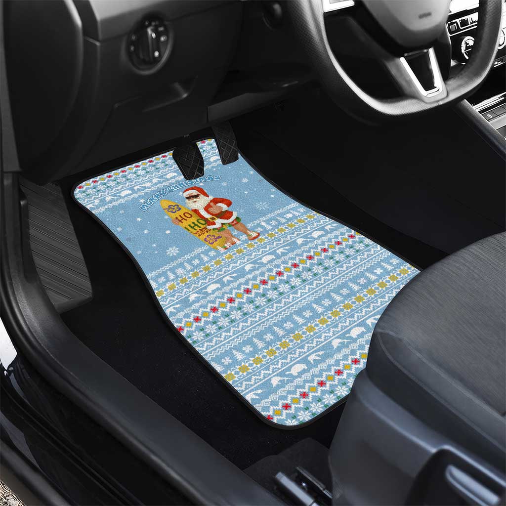 Seychelles Christmas Car Mats with Ocean Blue Pattern, Marlin Fish Artwork, and Surfing Santa Motif - Wonder Print Shop