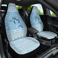 Seychelles Christmas Car Seat Cover with Ocean Blue Pattern, Marlin Fish Artwork, and Surfing Santa Motif - Wonder Print Shop