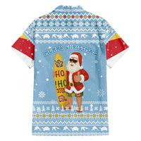 Seychelles Christmas Family Matching Summer Maxi Dress and Hawaiian Shirt with Ocean Blue Pattern, Marlin Fish Artwork, and Surfing Santa Motif - Wonder Print Shop