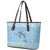 Seychelles Christmas Leather Tote Bag with Ocean Blue Pattern, Marlin Fish Artwork, and Surfing Santa Motif - Wonder Print Shop