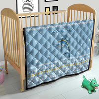 Seychelles Christmas Quilt with Ocean Blue Pattern, Marlin Fish Artwork, and Surfing Santa Motif - Wonder Print Shop