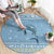 Seychelles Christmas Round Carpet with Ocean Blue Pattern, Marlin Fish Artwork, and Surfing Santa Motif - Wonder Print Shop