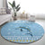 Seychelles Christmas Round Carpet with Ocean Blue Pattern, Marlin Fish Artwork, and Surfing Santa Motif - Wonder Print Shop