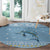 Seychelles Christmas Round Carpet with Ocean Blue Pattern, Marlin Fish Artwork, and Surfing Santa Motif - Wonder Print Shop
